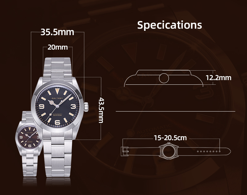 36mm Explorer Watch Size Chart